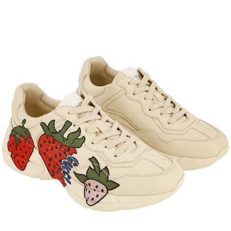 gucci strawberry sneaker|gucci rhyton lace up sneakers.